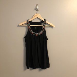 Black Embroidered Tank!